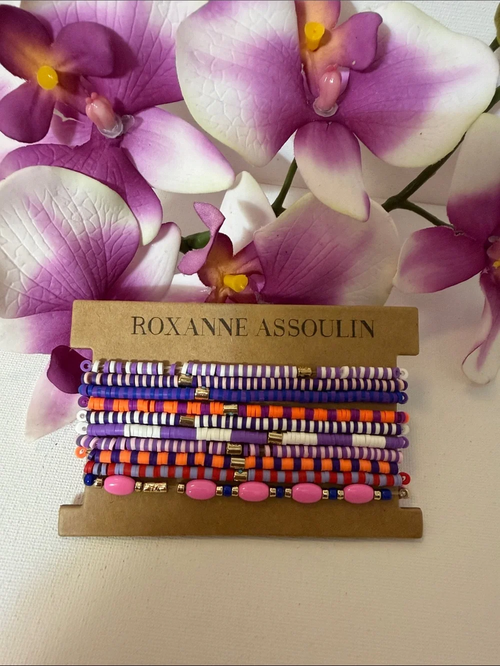 Roxanne Assoulin Purple Stretch Therapy Bracelet Set of 10 NEW